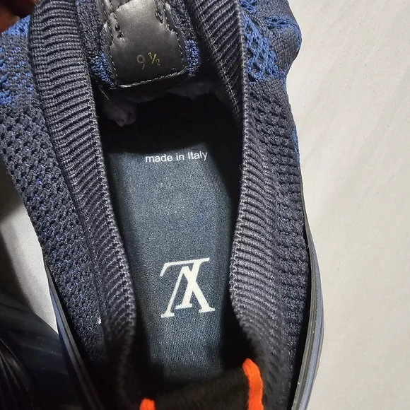 Louis Vuitton Navy Blue/Black Damier Knit Fabric & Rubber Fastlane Sneakers 10.5